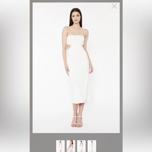 VALERIE STRAPLESS DRESS IN ORCHID WHITE from BARDOT